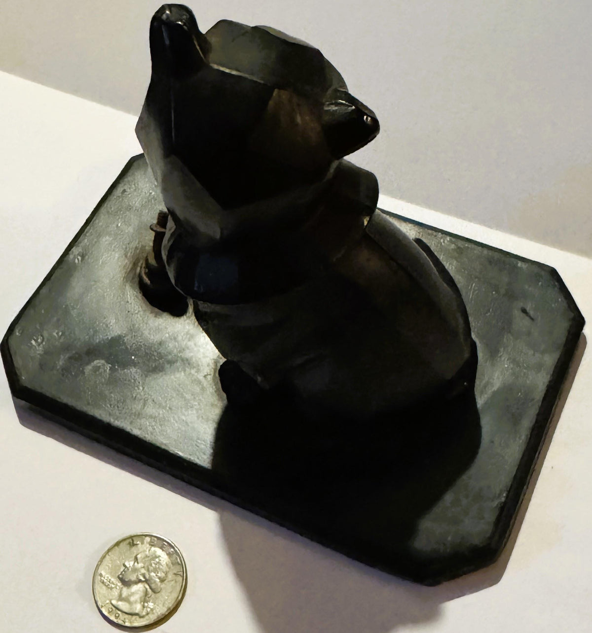 Vintage Art Deco Bulldog Inkwell Base 🐶 – Interwar European Cast Metal Desk Piece