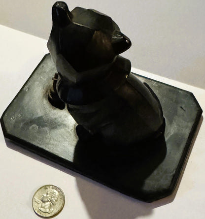 Vintage Art Deco Bulldog Inkwell Base 🐶 – Interwar European Cast Metal Desk Piece