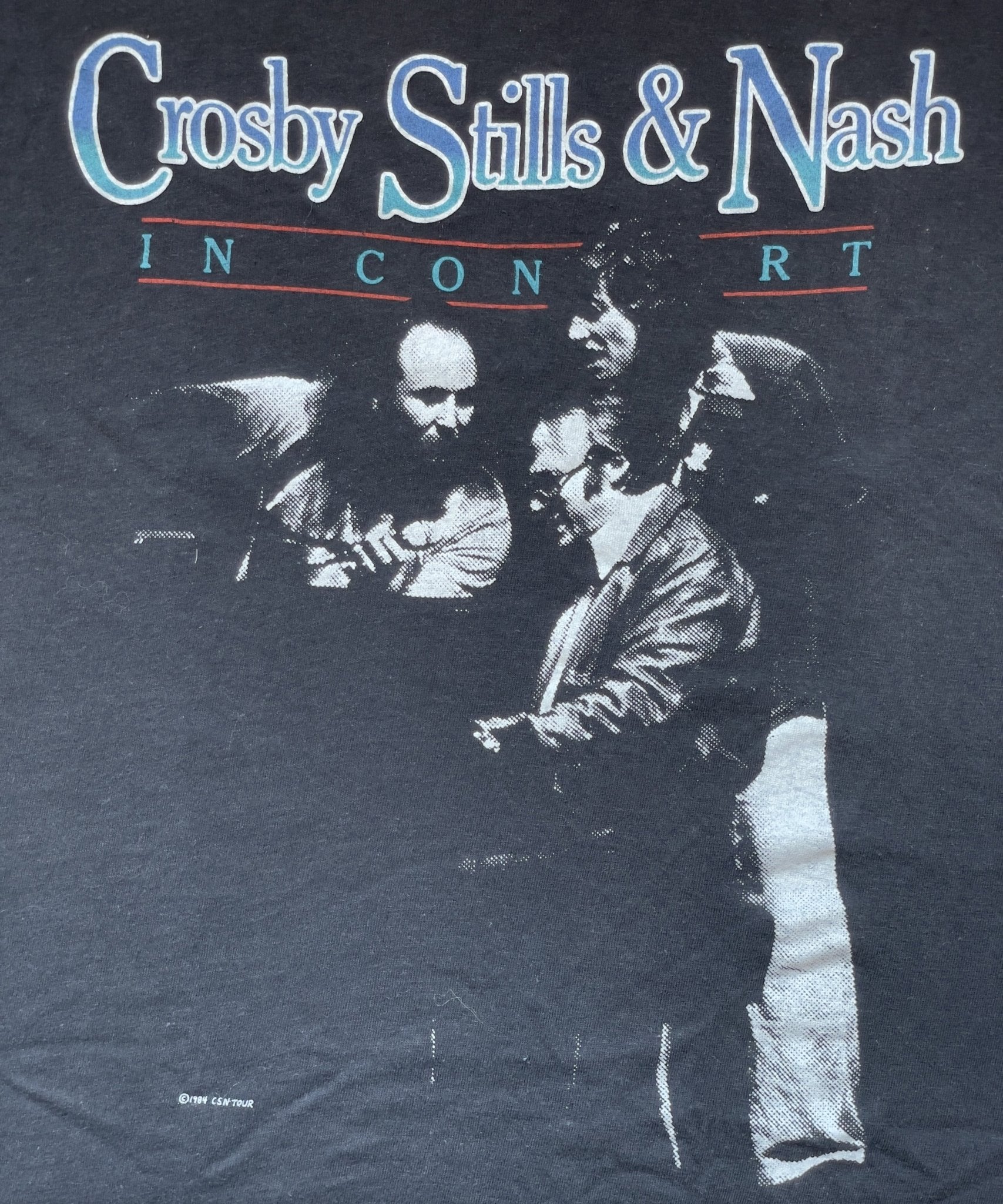 In Concert 1984 2 - Sided Black T-Shirt | Men's 100% Cotton Large Short Sleeve | - I Bought a Yard Sale