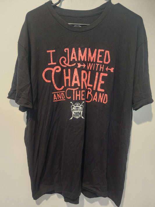 Jammed with Charlie and the Band," with the Volunteer Jam logo Black T-Shirt L - I Bought a Yard Sale