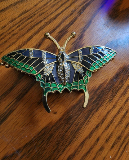 Jewelèd Enamel Butterfly Pill trinket Box - I Bought a Yard Sale