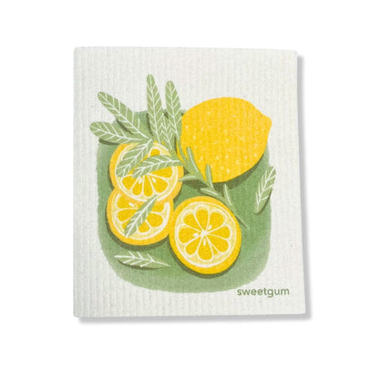 Lemons & Sage Swedish Dishcloth | Yellow & Green | Sweetgum Home - I Bought a Yard Sale