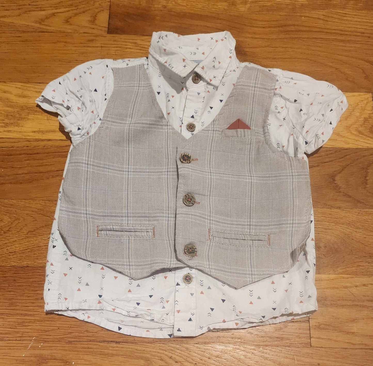 Little Lad Toddler Boy dress shirt with Vest . Size 24 Months - I Bought a Yard Sale