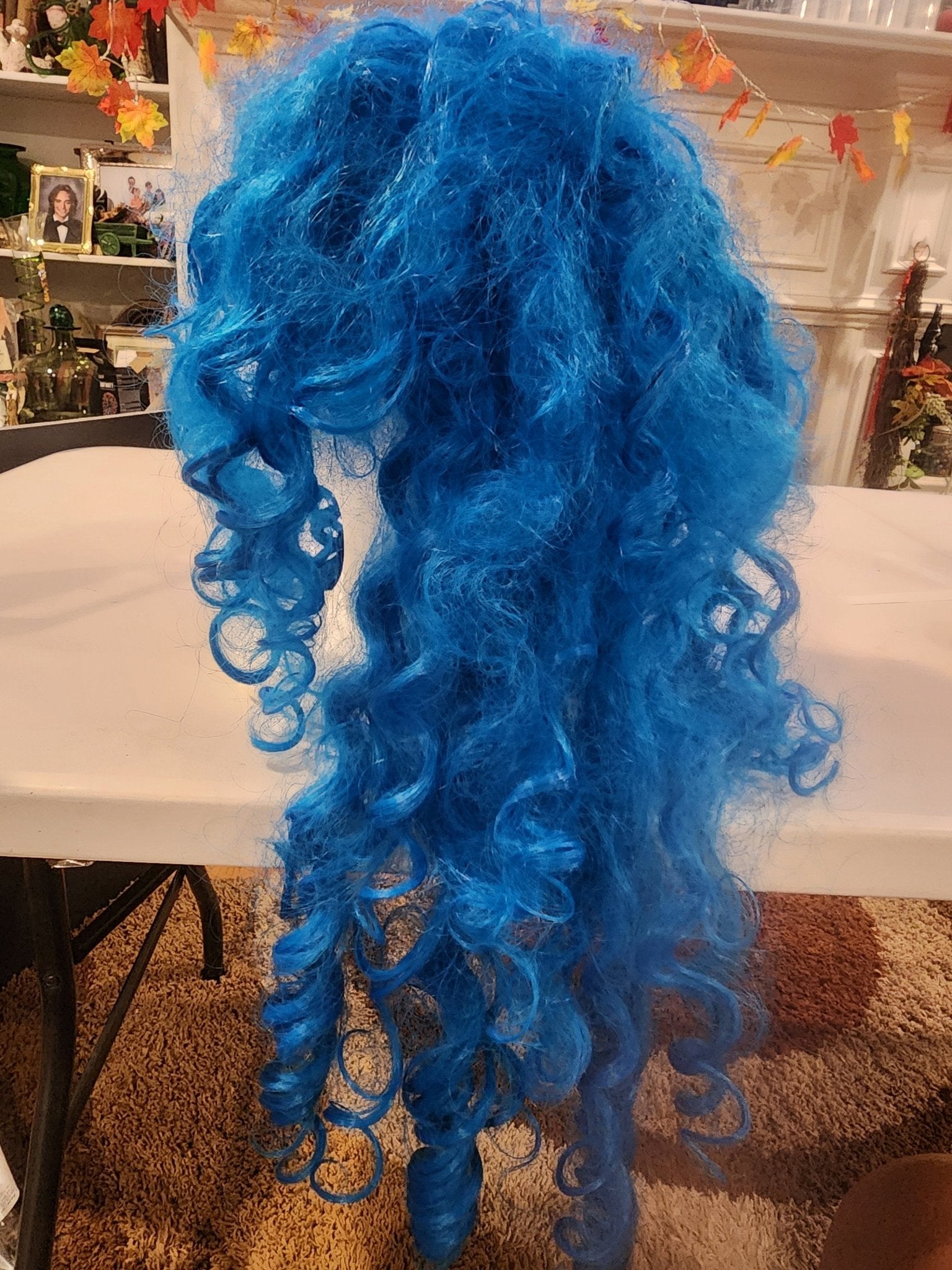 Long, Curly Bright Blue Costume Wig - Cosplay, Halloween, Dress Up - I Bought a Yard Sale