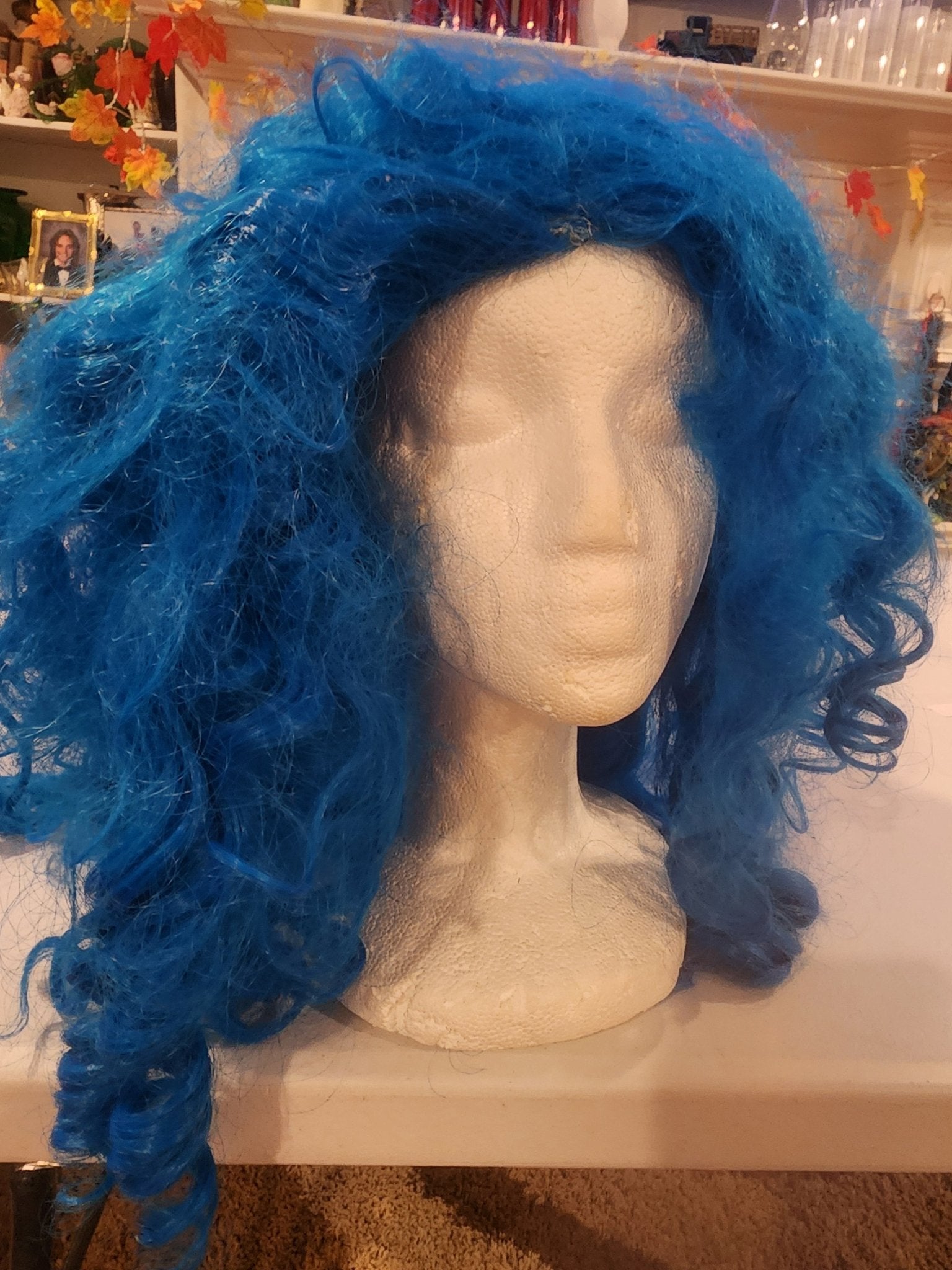 Long, Curly Bright Blue Costume Wig - Cosplay, Halloween, Dress Up - I Bought a Yard Sale