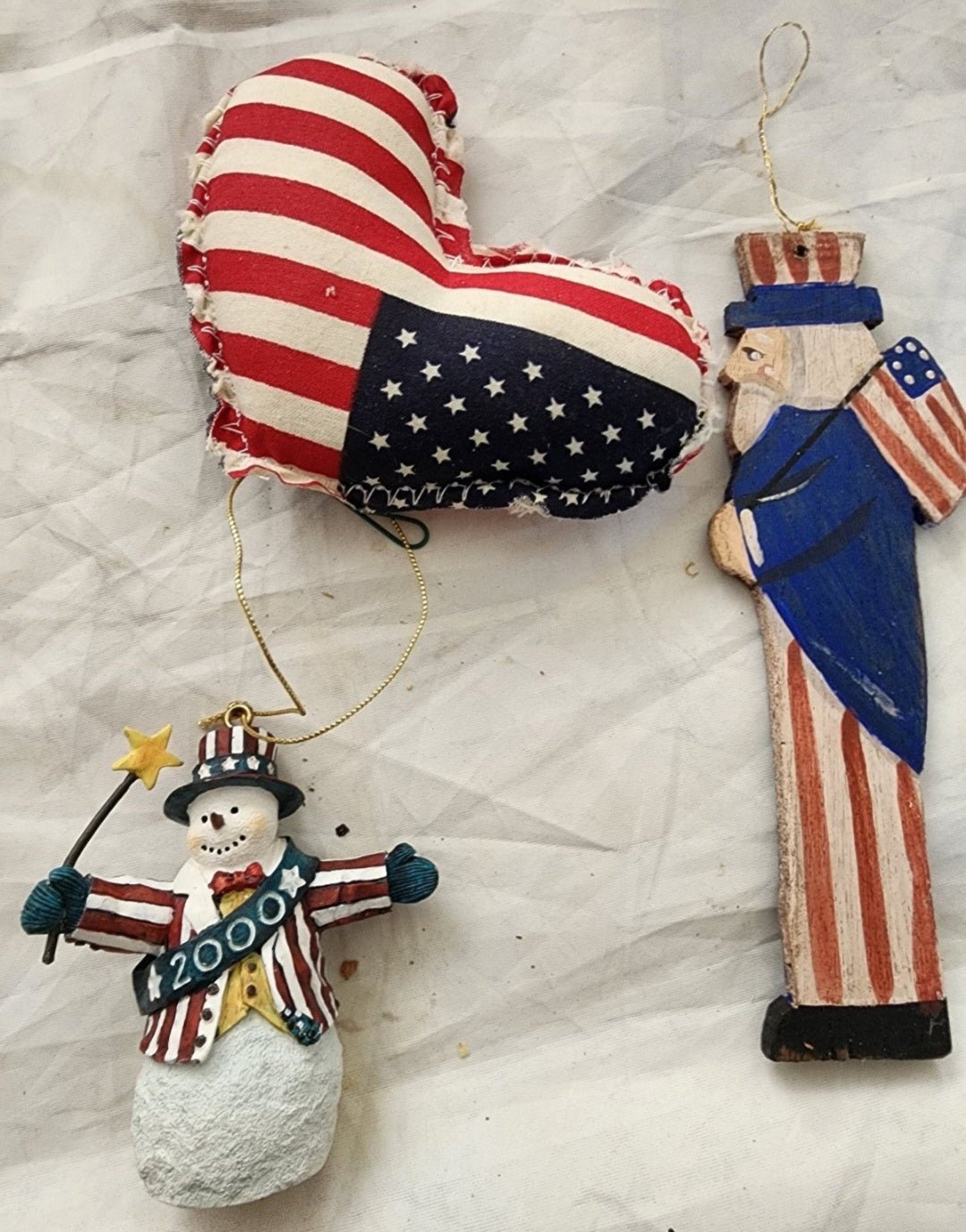 Lot of Patriotic Christmas or 4th of July Ornaments & Figurines Flag Eagle - I Bought a Yard Sale