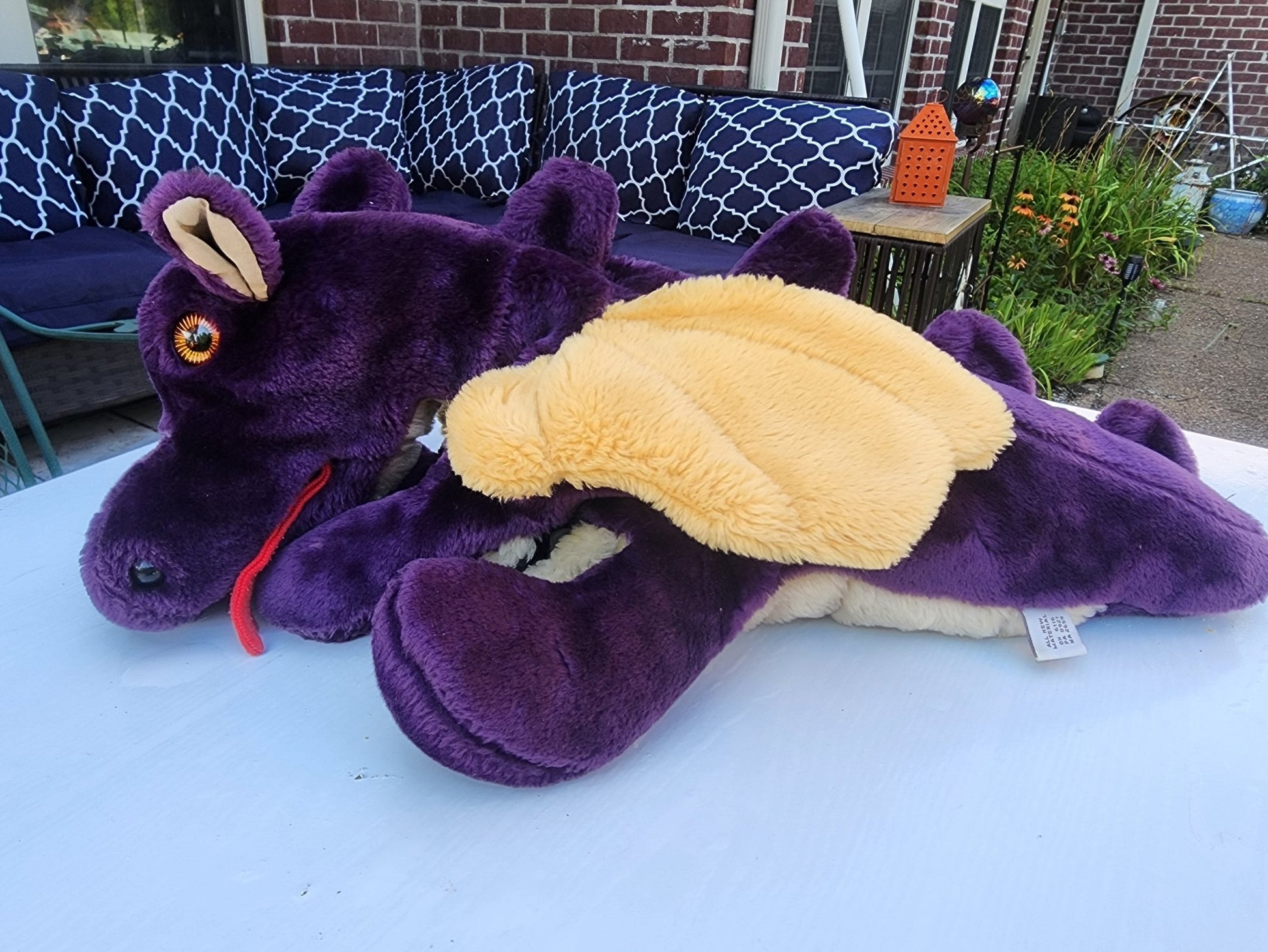 Lucy’s Toys Magnificent Dragon Hand Puppet Purple Gold Vintage - Plush aprox. 25" Large - I Bought a Yard Sale