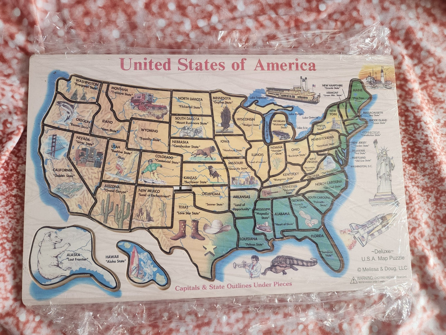 Melissa & Doug All WOOD UNITED STATES Puzzle with Capitals - I Bought a Yard Sale
