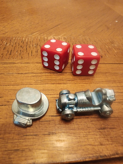 Monopoly Cheaters Edition Replacement Pieces 6 Game Tokens/Movers + 2 Dice 2017 - I Bought a Yard Sale