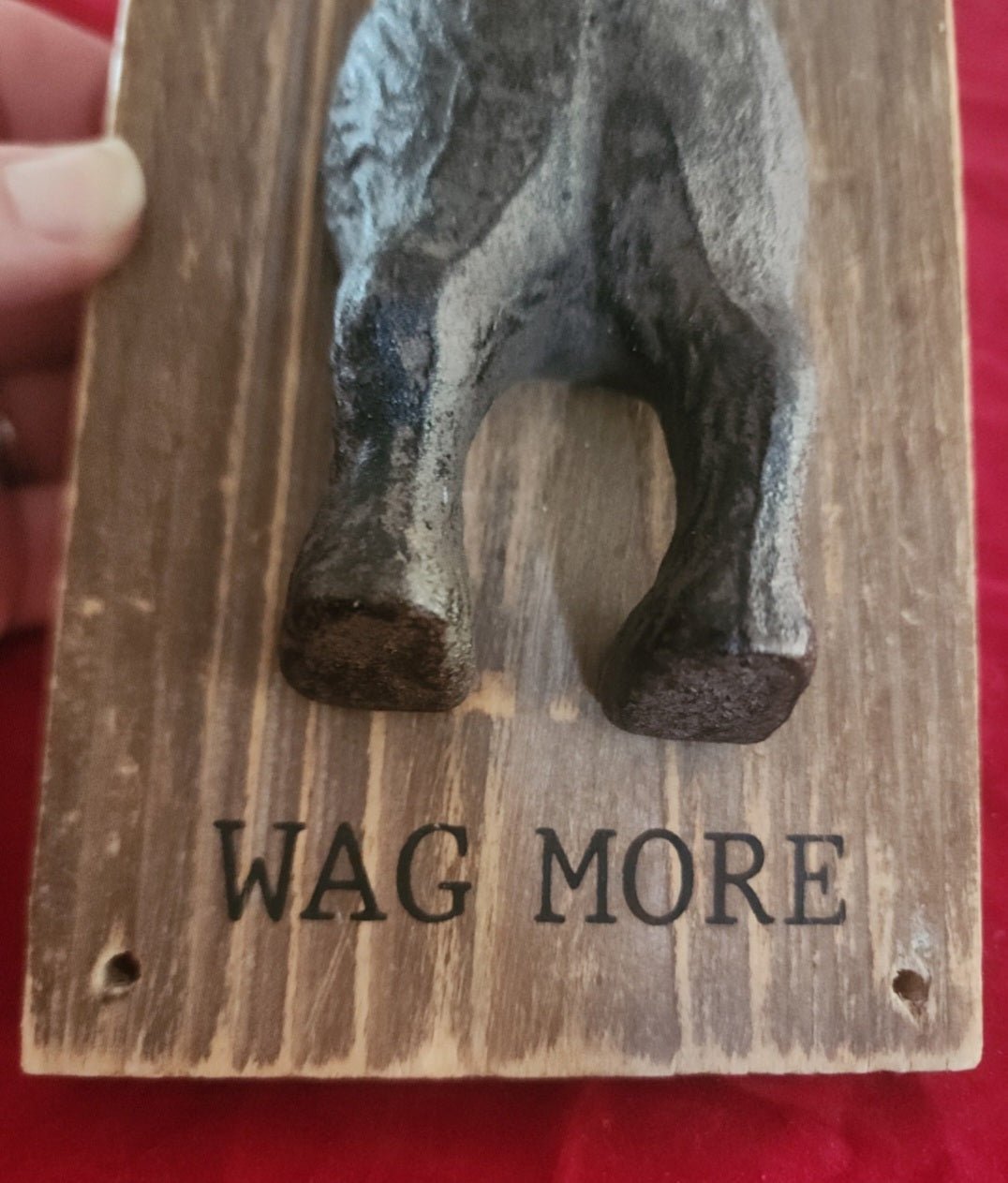 Mud Pie Whimsical Wag More Metal Dog Leash Hanger Wall Hook Wood Base Farmhouse - I Bought a Yard Sale