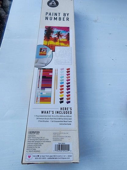 NEW 2020 Artiscapes Sunset Palm Trees Paint By Number Kit 16x20 w/ Wood Frame - I Bought a Yard Sale