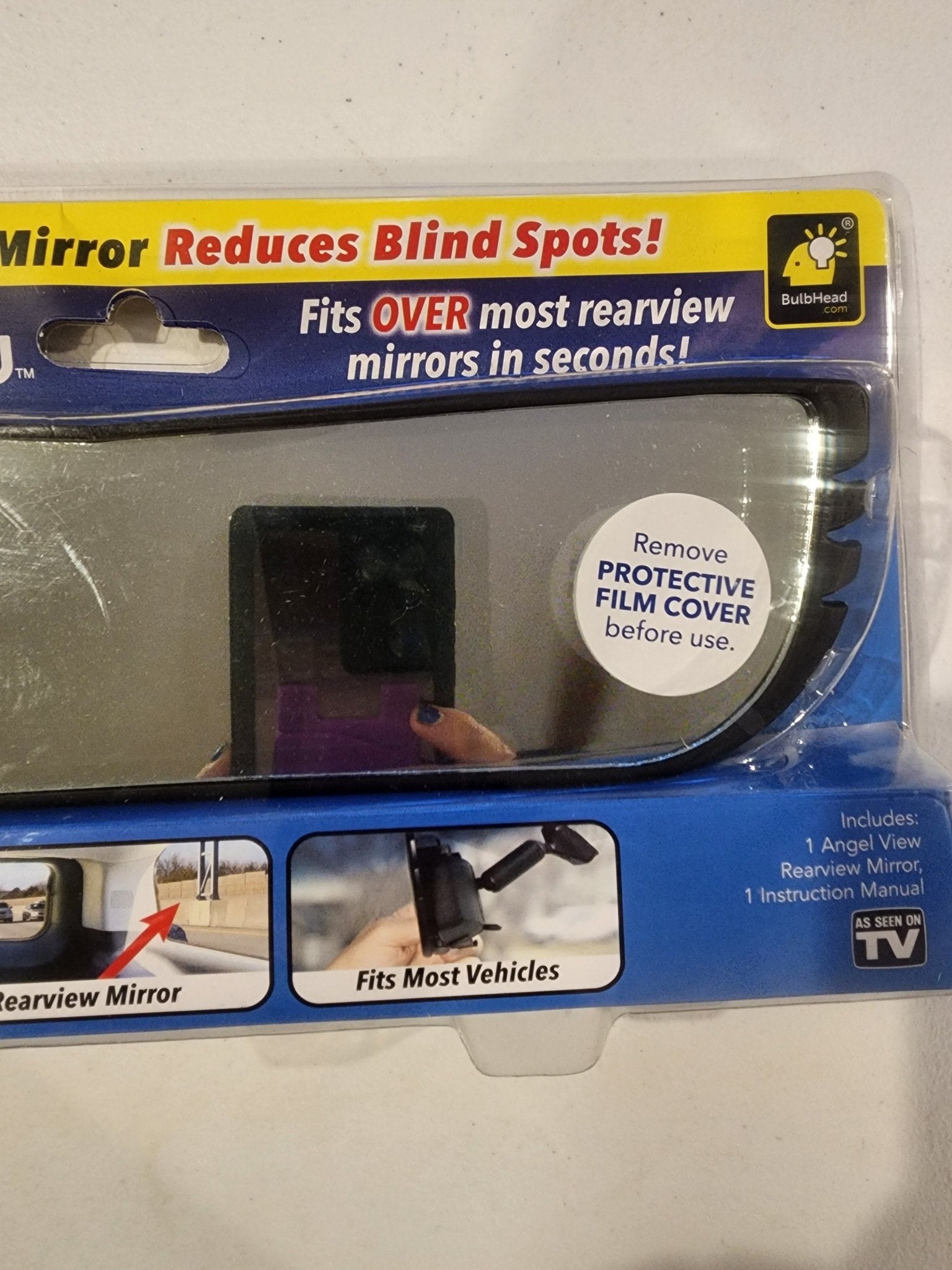 New Angel View Wide Angle Rearview Mirror As Seen On TV Black Convex Car Mirror - I Bought a Yard Sale