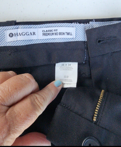 New Haggar no iron pants Black classic fit 38w 34L - I Bought a Yard Sale