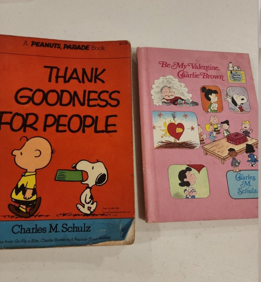 Nostalgic Charlie Brown Book Duo Vintage Charlie Brown Books Thank Goodness for People, Be my Valentine - I Bought a Yard Sale