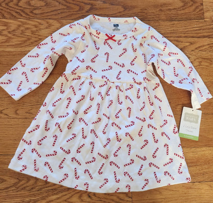 NWT Girls Hudson Baby Candy Cane Christmas Cotton Dress 6 - 9 Months - I Bought a Yard Sale