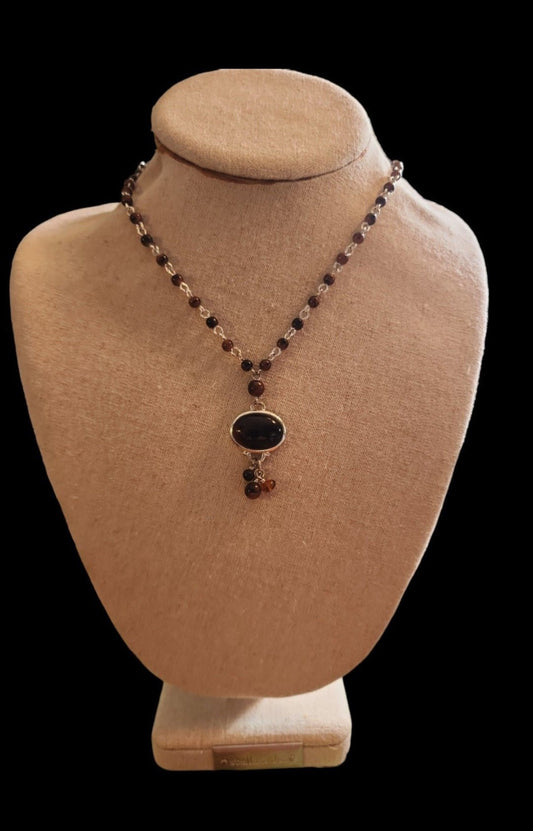 NY necklace with gold tone Accents and brown Beads - I Bought a Yard Sale