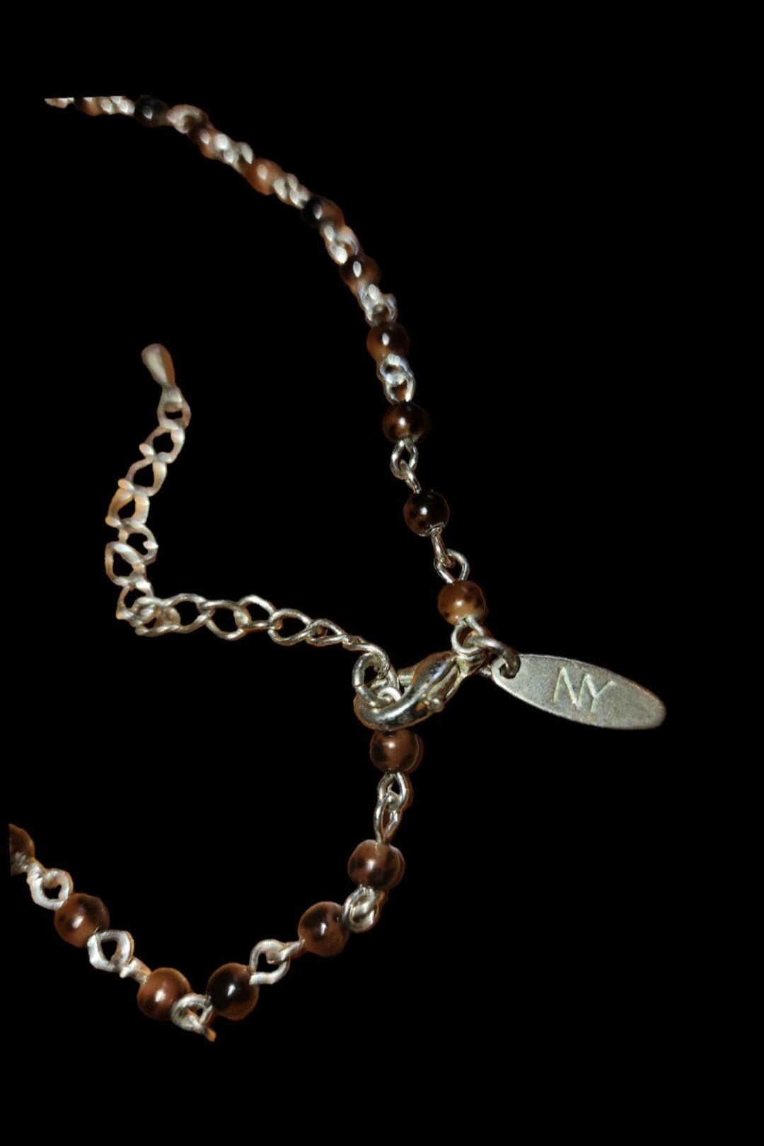 NY necklace with gold tone Accents and brown Beads - I Bought a Yard Sale