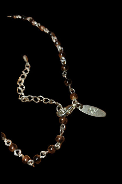 NY necklace with gold tone Accents and brown Beads - I Bought a Yard Sale