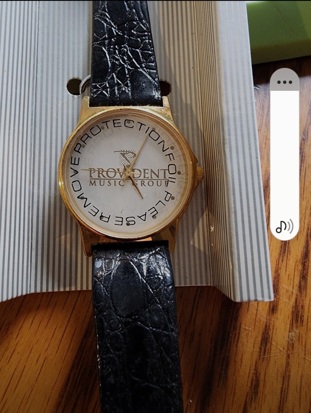 Provident Music Group Watch Gold Tone Watch with leather band - I Bought a Yard Sale