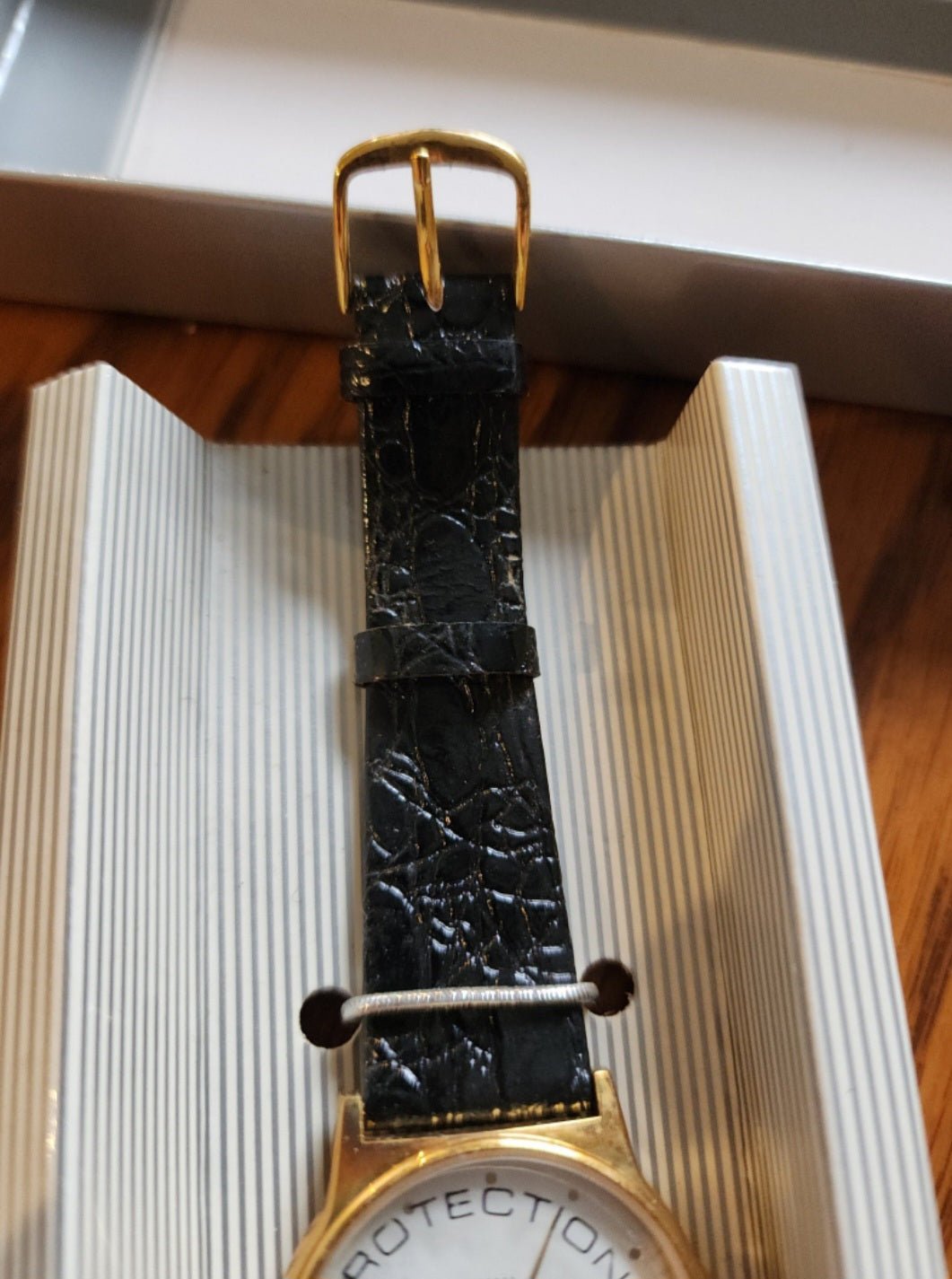 Provident Music Group Watch Gold Tone Watch with leather band - I Bought a Yard Sale