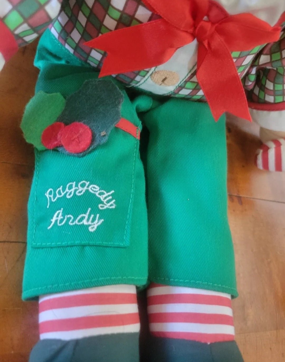 Raggedy Andy Christmas Edition Holiday Doll, 18", 2007. Features a candy cane - I Bought a Yard Sale