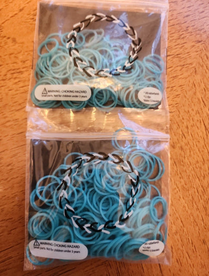 RAINBOW loom lot with c & s clips. Blue turquoise, purple white black - I Bought a Yard Sale