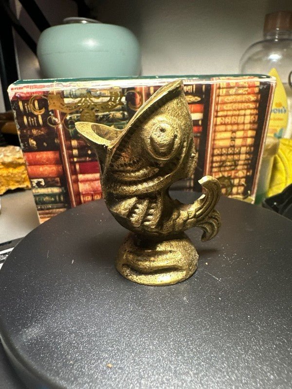Rare Antique Primitive Hand Made Bronze Brass Fish Ashtray Figure - I Bought a Yard Sale
