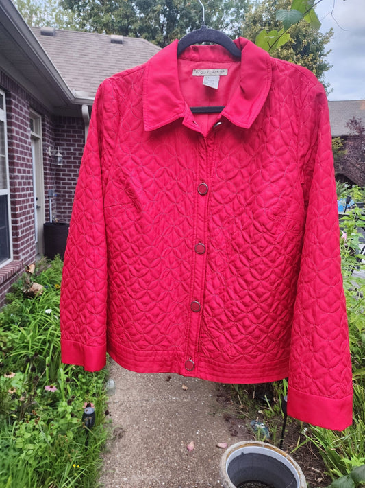 Requirements Women's L Red Quilted Lightwieght Jacket Lined - I Bought a Yard Sale
