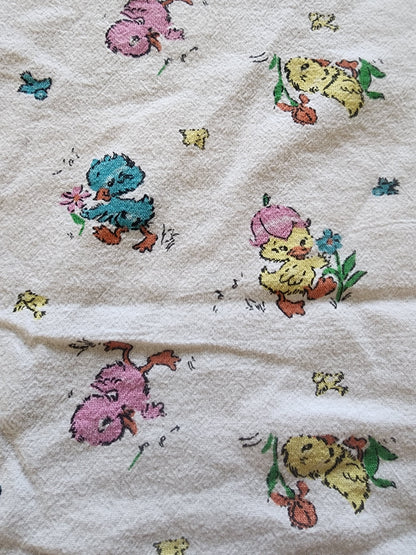 Vintage 1990s  Ducks Baby Receiving Blanket 32.5 x 32.5" St. Thomas Hospital