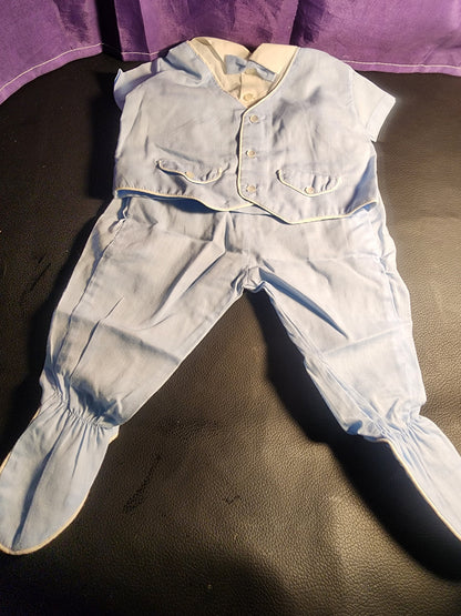 Vintage Classic Blue Newborn Outfit with Vest and Bow Tie
