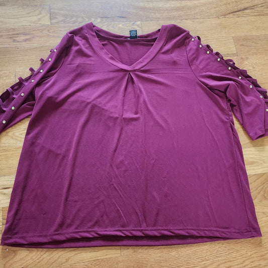 Robert Louis 2x wine Blouse with ladder sleeves and embelleshments - I Bought a Yard Sale