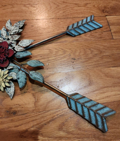 Rustic Farmhouse Turquoise Arrows Floral Wall Decor - I Bought a Yard Sale