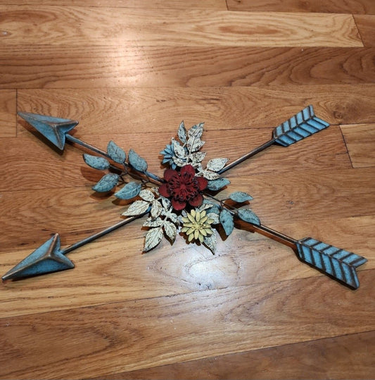 Rustic Farmhouse Turquoise Arrows Floral Wall Decor - I Bought a Yard Sale