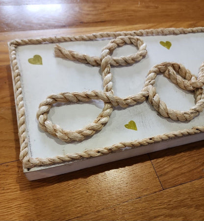 Rustic Rope Love Sign Western with Gold hearts - I Bought a Yard Sale