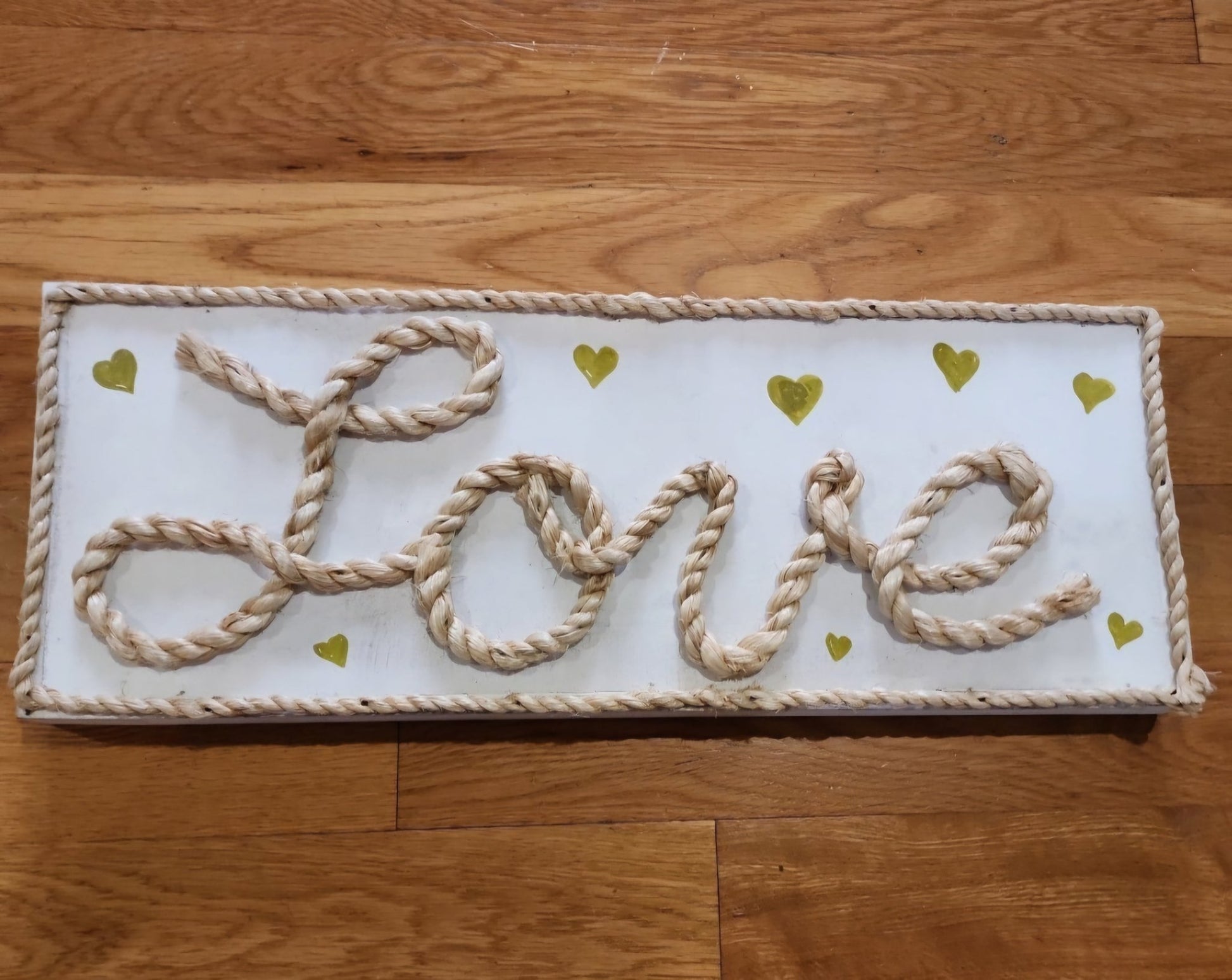 Rustic Rope Love Sign Western with Gold hearts - I Bought a Yard Sale