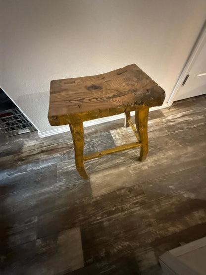 Antique Rustic Elm Saddle Stool