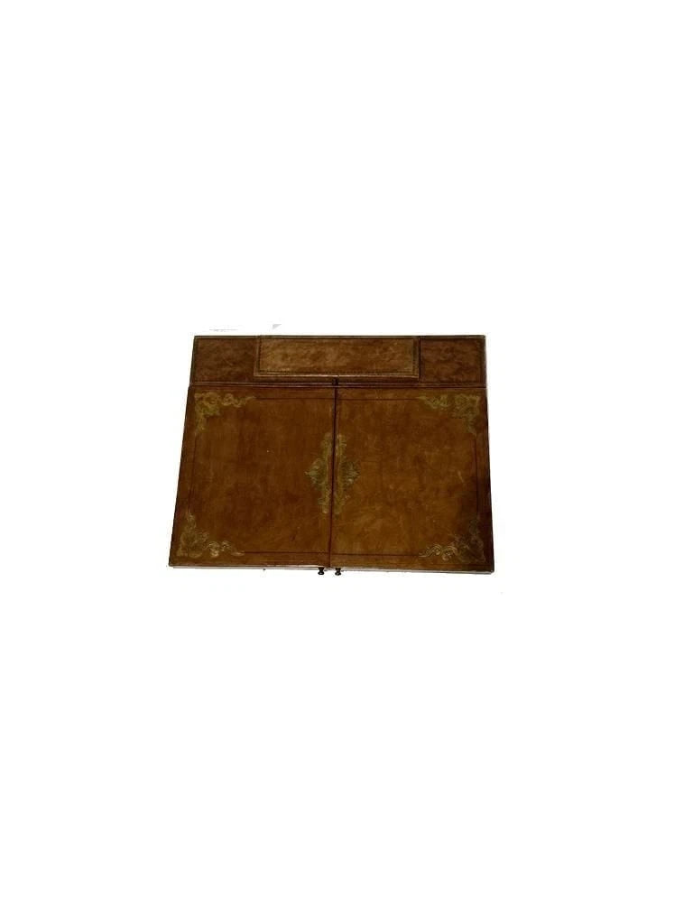 English Victorian Antique Leather Writing Box/Lap Desk