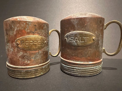Vintage Square Egg Press Maker and Rustic Copper Salt & Pepper Shakers Set