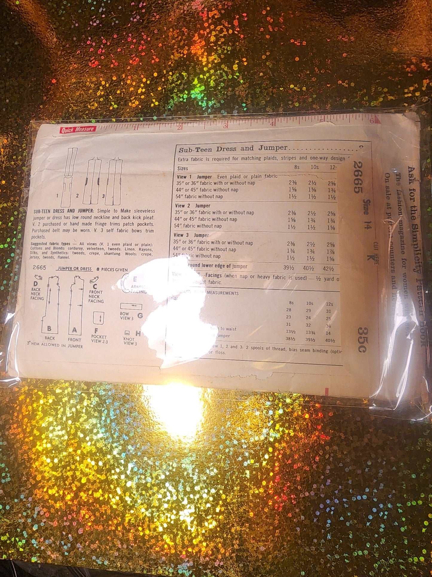 Simplicity Pattern 2665 Sub 14s bust 33. - I Bought a Yard Sale