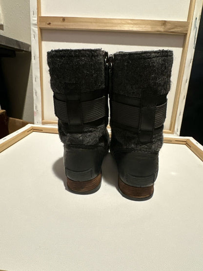 Sorel Major Carly Black Leather & Gray Wool Moto Combat Boots NL2324 - 010 - I Bought a Yard Sale