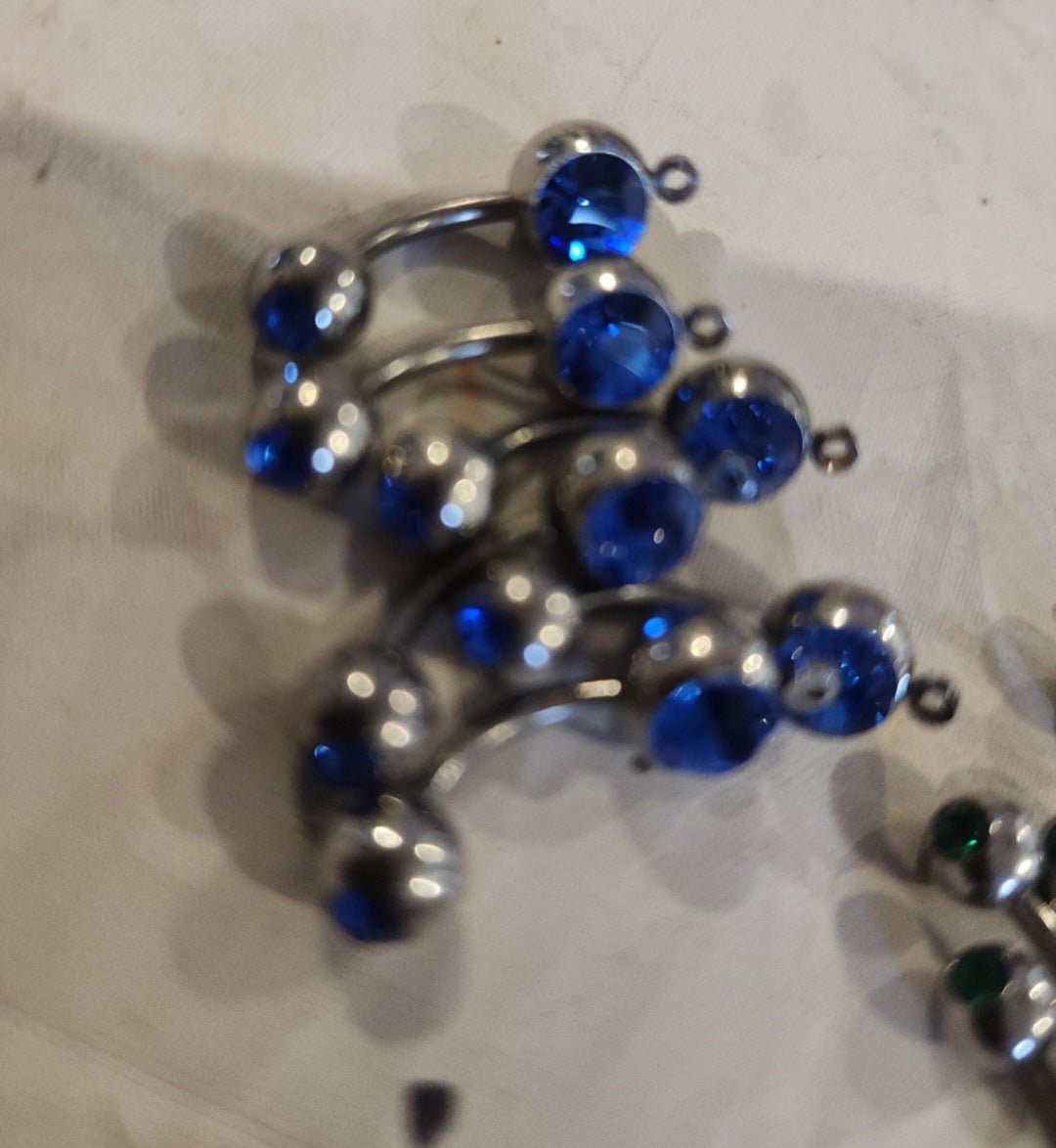 Sparkling Lot of 14 Double Jewel Belly button Rings - I Bought a Yard Sale