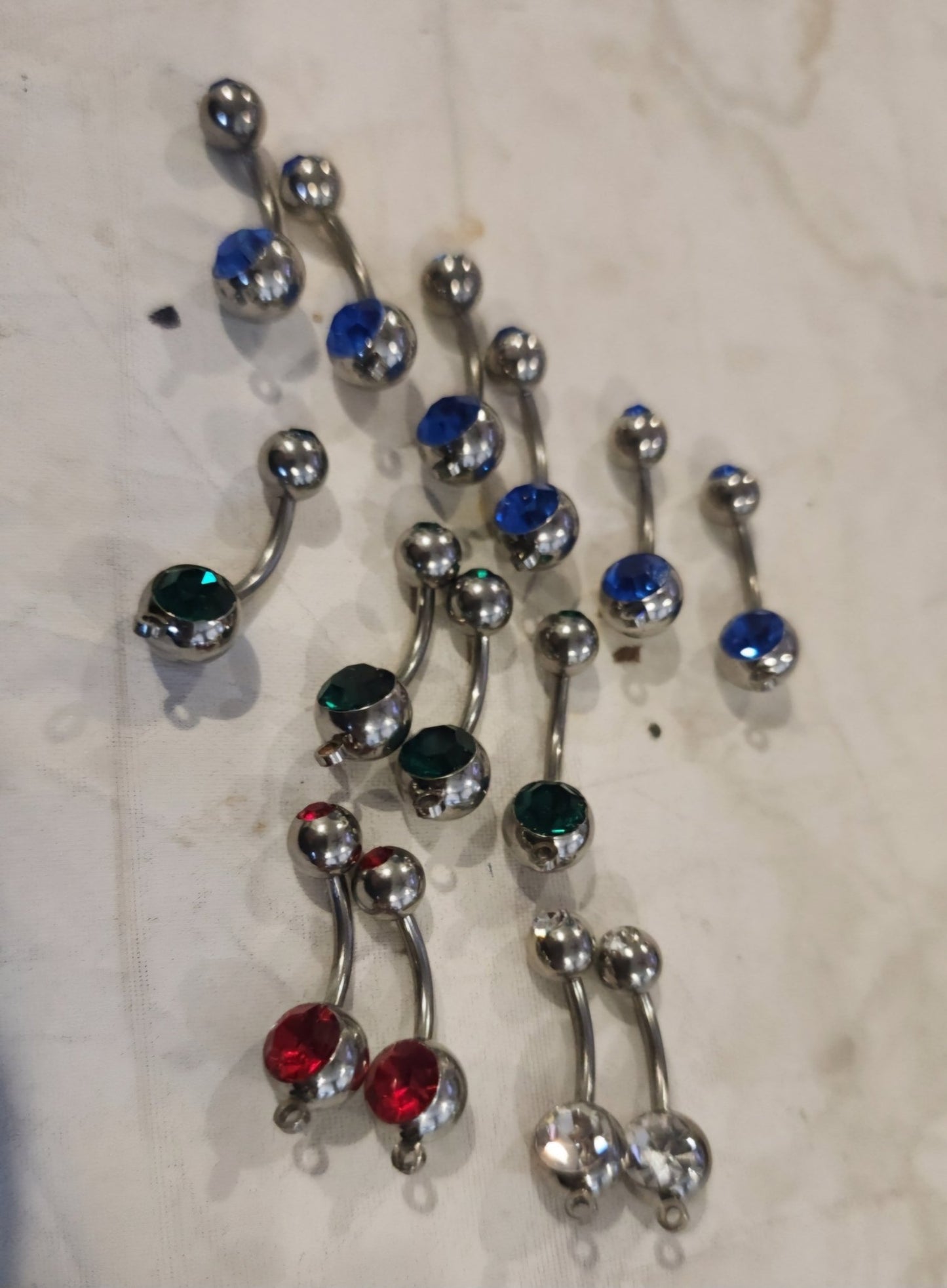 Sparkling Lot of 14 Double Jewel Belly button Rings - I Bought a Yard Sale