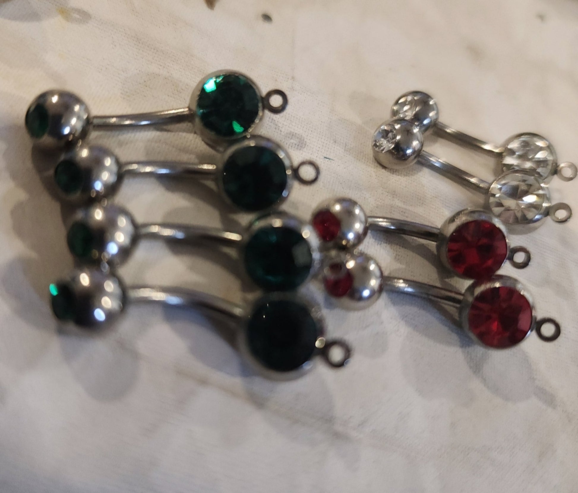 Sparkling Lot of 14 Double Jewel Belly button Rings - I Bought a Yard Sale