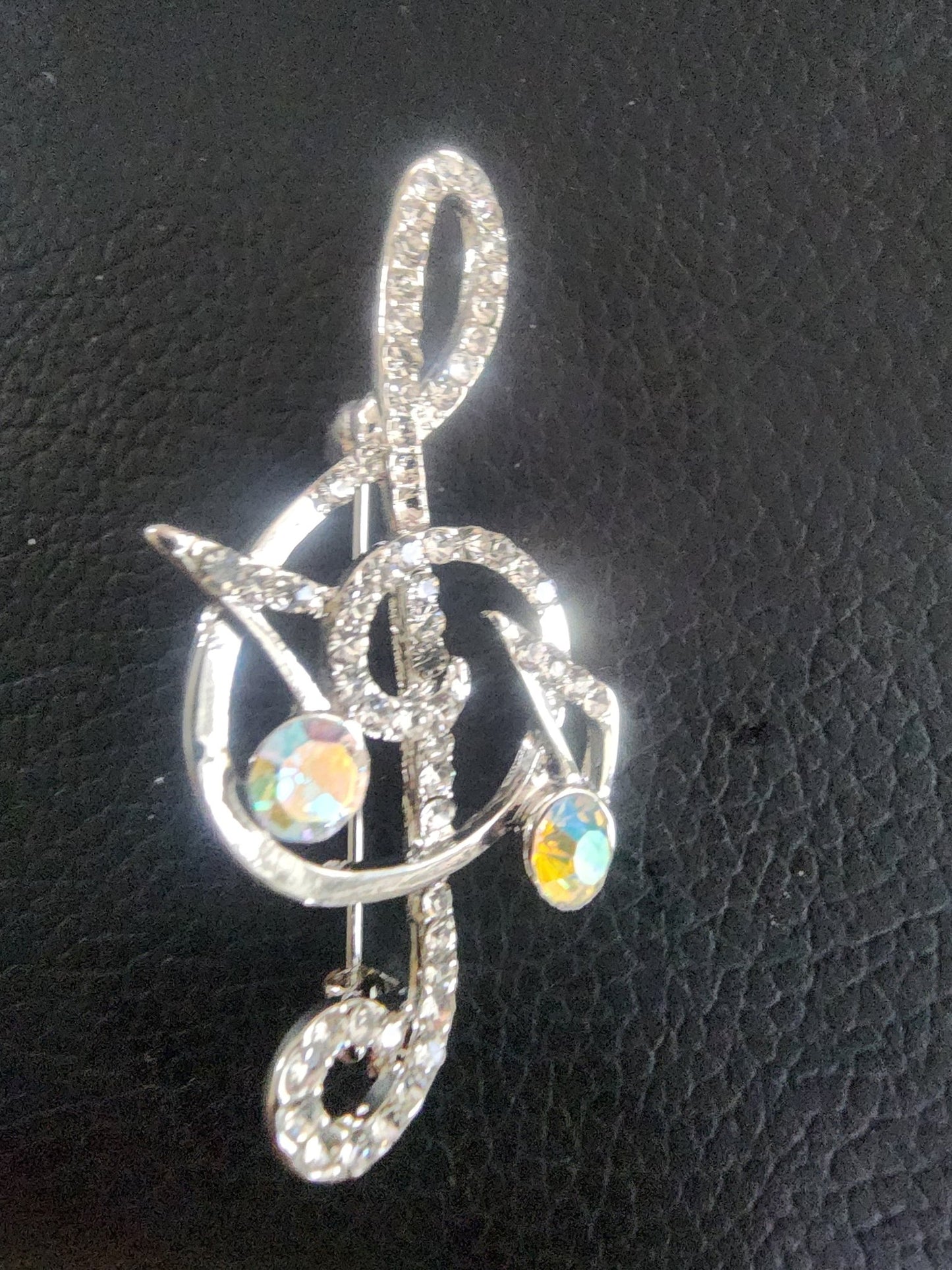 Sparkling Musical Elegance: Rhinestone Treble Clef Brooch - I Bought a Yard Sale