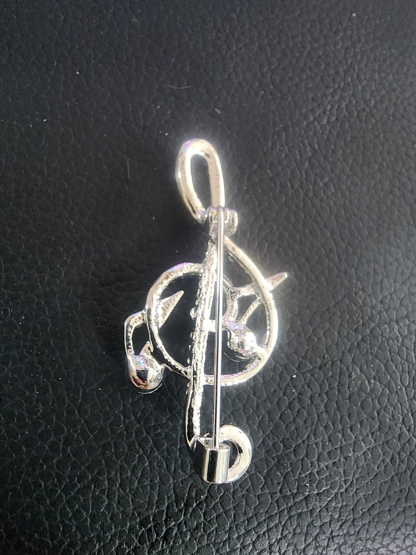 Sparkling Musical Elegance: Rhinestone Treble Clef Brooch - I Bought a Yard Sale