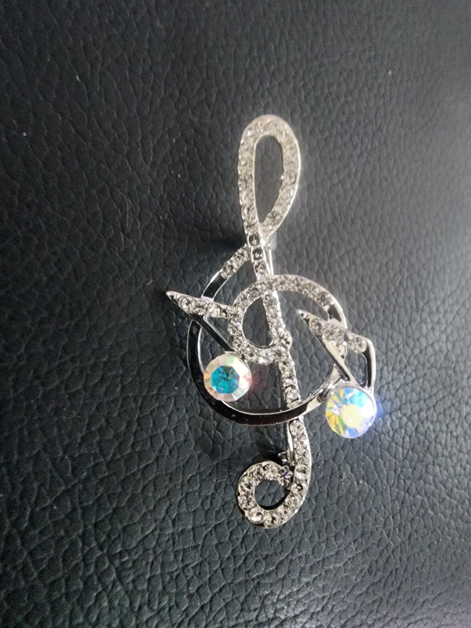 Sparkling Musical Elegance: Rhinestone Treble Clef Brooch - I Bought a Yard Sale