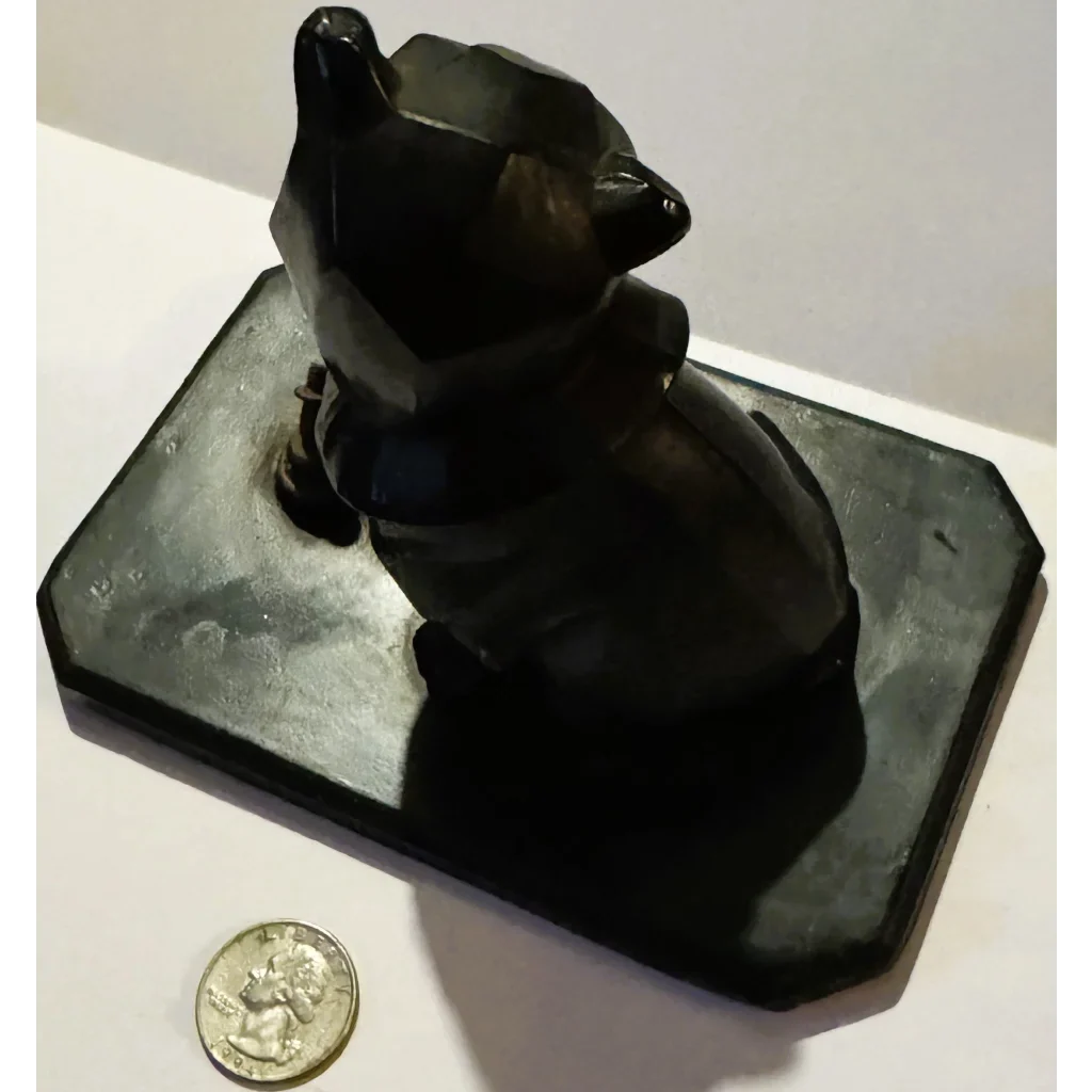 Vintage Art Deco Bulldog Inkwell Base 🐶 – Interwar European Cast Metal Desk Piece