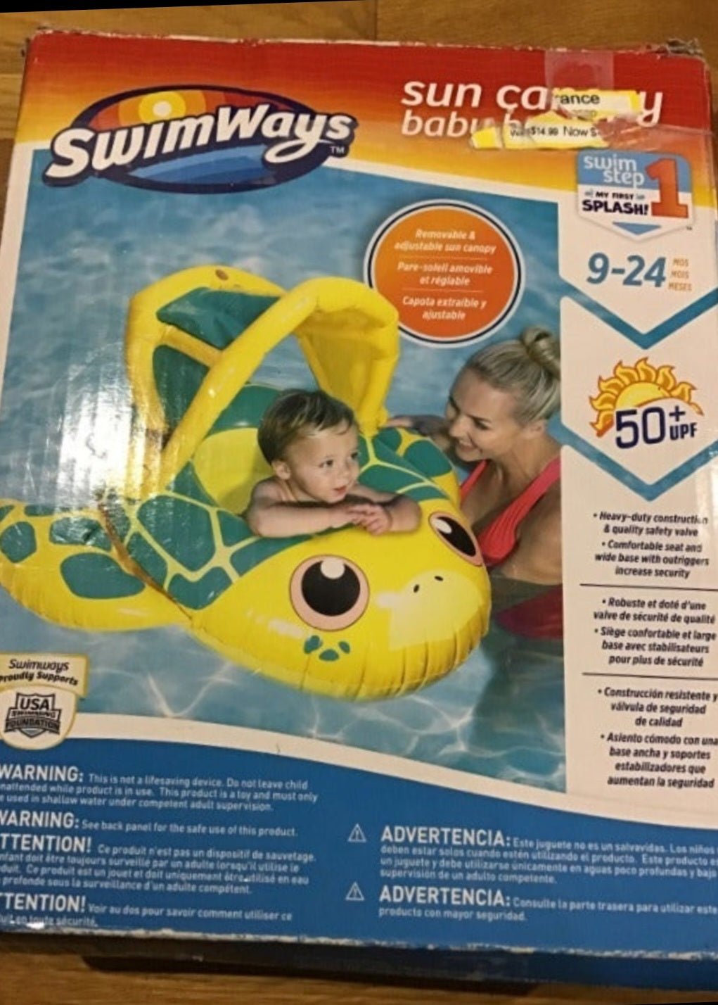 SwimWays Sun Canopy Baby Boat - Turtle new, box has some wear Features - I Bought a Yard Sale