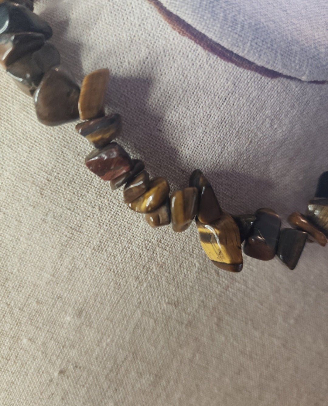 Tigers Eye Necklace, Gemstone Beaded Chips - I Bought a Yard Sale