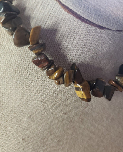 Tigers Eye Necklace, Gemstone Beaded Chips - I Bought a Yard Sale